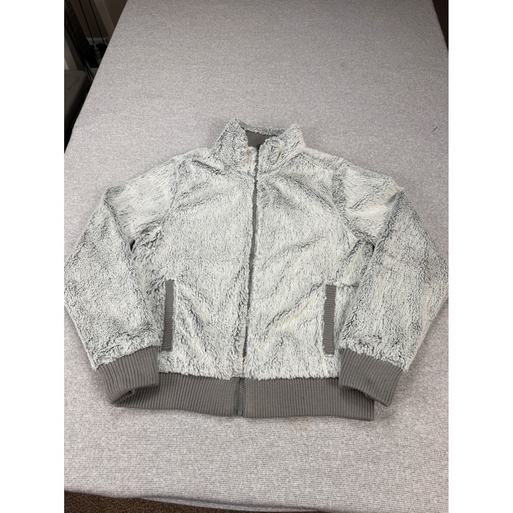 Patagonia Los Gatos Full Zip Fleece Jacket Womens Medium Grey White Bomber Mock - Picture 12 of 13